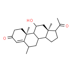 ChemSpider 2D Image | (8xi,9xi,10alpha,13alpha,14xi,17xi)-11-Hydroxy-6-methylpregn-4-ene-3,20-dione | C22H32O3