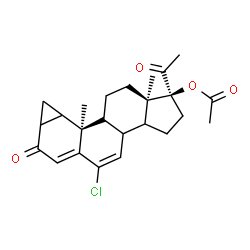 ChemSpider 2D Image | (1S,8bR,8cR,10aR)-1-Acetyl-5-chloro-8b,10a-dimethyl-7-oxo-1,2,3,3a,3b,7,7a,8,8a,8b,8c,9,10,10a-tetradecahydrocyclopenta[a]cyclopropa[g]phenanthren-1-yl acetate | C24H29ClO4