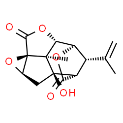 ChemSpider 2D Image | (1R,3R,5S,8S,9R,12S,13S,14S)-1-Hydroxy-14-isopropenyl-13-methyl-4,7,10-trioxapentacyclo[6.4.1.1~9,12~.0~3,5~.0~5,13~]tetradecane-6,11-dione | C15H16O6