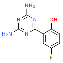 ChemSpider 2D Image | 2-(4,6-Diamino-1,3,5-triazin-2-yl)-4-fluorophenol | C9H8FN5O