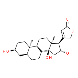 ChemSpider 2D Image | (3beta,5alpha,10alpha,13alpha,16alpha)-3,14,16-Trihydroxycard-20(22)-enolide | C23H34O5