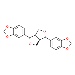 ChemSpider 2D Image | 5,5'-(3aR)-Tetrahydro-1H,3H-furo[3,4-c]furan-1,4-diylbis(1,3-benzodioxole) | C20H18O6
