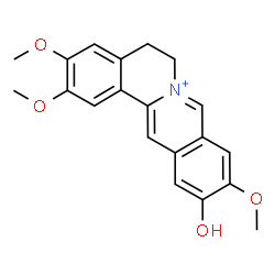 ChemSpider 2D Image | 11-Hydroxy-2,3,10-trimethoxy-5,6-dihydroisoquinolino[3,2-a]isoquinolinium | C20H20NO4