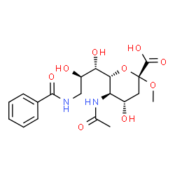 ChemSpider 2D Image | Methyl (6R)-5-acetamido-6-[(1S,2R)-3-(benzoylamino)-1,2-dihydroxypropyl]-3,5-dideoxy-beta-L-threo-hex-2-ulopyranosidonic acid | C19H26N2O9