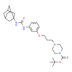 ChemSpider 2D Image | 2-Methyl-2-propanyl 4-(3-{3-[(adamantan-1-ylcarbamoyl)amino]phenoxy}propyl)-1-piperazinecarboxylate | C29H44N4O4