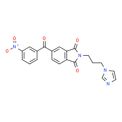 ChemSpider 2D Image | 2-[3-(1H-Imidazol-1-yl)propyl]-5-(3-nitrobenzoyl)-1H-isoindole-1,3(2H)-dione | C21H16N4O5