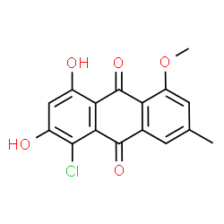 ChemSpider 2D Image | 1-Chloro-2,4-dihydroxy-5-methoxy-7-methyl-9,10-anthraquinone | C16H11ClO5