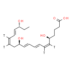 ChemSpider 2D Image | (5S,6Z,8E,10E,12R,14Z,16E,18R)-5,12,18-Trihydroxy(6,7,14,15-~3~H_4_)-6,8,10,14,16-icosapentaenoic acid | C20H26T4O5