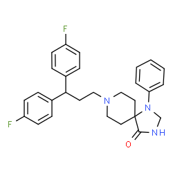 ChemSpider 2D Image | 8-[3,3-Bis(4-fluorophenyl)propyl]-1-phenyl-1,3,8-triazaspiro[4.5]decan-4-one | C28H29F2N3O