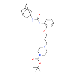 ChemSpider 2D Image | 2-Methyl-2-propanyl 4-(3-{2-[(adamantan-1-ylcarbamoyl)amino]phenoxy}propyl)-1-piperazinecarboxylate | C29H44N4O4