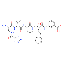 ChemSpider 2D Image | 3-[(1H-Tetrazol-5-ylcarbonyl)amino]-D-alanyl-L-valyl-N-{2-[(3-carboxyphenyl)carbamoyl]-2-hydroxy-4-phenylbutyl}-L-leucinamide | C34H46N10O8