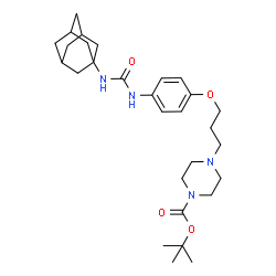 ChemSpider 2D Image | 2-Methyl-2-propanyl 4-(3-{4-[(adamantan-1-ylcarbamoyl)amino]phenoxy}propyl)-1-piperazinecarboxylate | C29H44N4O4