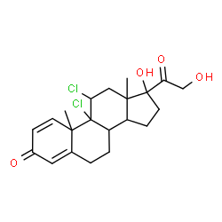 ChemSpider 2D Image | 9,11-Dichloro-17,21-dihydroxypregna-1,4-diene-3,20-dione | C21H26Cl2O4