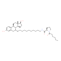 ChemSpider 2D Image | N-{11-[(7beta,8xi,9beta,13alpha,14beta,17alpha)-3,17-Dihydroxyestra-1(10),2,4-trien-7-yl]undecyl}-1-hexanoyl-D-prolinamide | C40H64N2O4