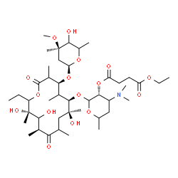ChemSpider 2D Image | (3R)-4-(Dimethylamino)-2-{[(4S,6R,7S,11S,13S)-14-ethyl-7,12,13-trihydroxy-4-{[(2R,4R)-5-hydroxy-4-methoxy-4,6-dimethyltetrahydro-2H-pyran-2-yl]oxy}-3,5,7,9,11,13-hexamethyl-2,10-dioxooxacyclotetradeca
n-6-yl]oxy}-6-methyltetrahydro-2H-pyran-3-yl ethyl succinate | C43H75NO16