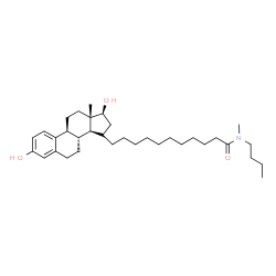 ChemSpider 2D Image | N-Butyl-11-[(17beta)-3,17-dihydroxyestra-1(10),2,4-trien-15-yl]-N-methylundecanamide | C34H55NO3