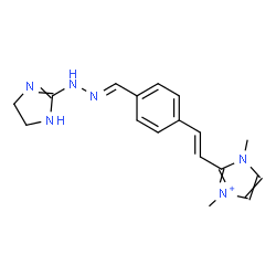ChemSpider 2D Image | 2-[(E)-2-{4-[(E)-(4,5-Dihydro-1H-imidazol-2-ylhydrazono)methyl]phenyl}vinyl]-1,3-dimethyl-1H-imidazol-3-ium | C17H21N6