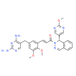 ChemSpider 2D Image | (2E)-3-{5-[(2,4-Diamino-5-pyrimidinyl)methyl]-2,3-dimethoxyphenyl}-1-[(1S)-1-(2-methoxy-5-pyrimidinyl)-2(1H)-phthalazinyl]-2-propen-1-one | C29H28N8O4