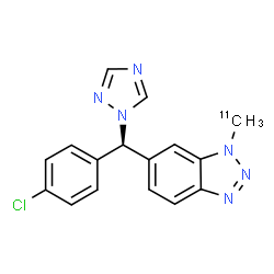 ChemSpider 2D Image | 6-[(R)-(4-Chlorophenyl)(1H-1,2,4-triazol-1-yl)methyl]-1-(~11~C)methyl-1H-benzotriazole | C1511CH13ClN6