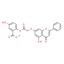 ChemSpider 2D Image | Methyl 5-hydroxy-2-{2-[(5-hydroxy-4-oxo-2-phenyl-4H-chromen-7-yl)oxy]acetoxy}benzoate | C25H18O9