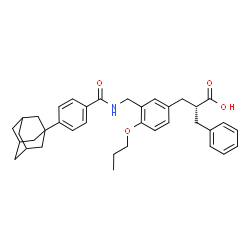 ChemSpider 2D Image | (2R)-2-[3-({[4-(Adamantan-1-yl)benzoyl]amino}methyl)-4-propoxybenzyl]-3-phenylpropanoic acid | C37H43NO4