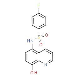 ChemSpider 2D Image | 4-Fluoro-N-(8-hydroxy-5-quinolinyl)benzenesulfonamide | C15H11FN2O3S
