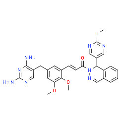 ChemSpider 2D Image | (2E)-3-{5-[(2,4-Diamino-5-pyrimidinyl)methyl]-2,3-dimethoxyphenyl}-1-[1-(2-methoxy-5-pyrimidinyl)-2(1H)-phthalazinyl]-2-propen-1-one | C29H28N8O4