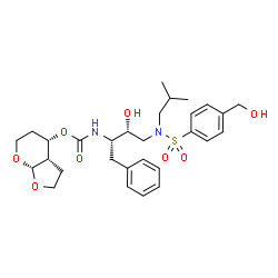 ChemSpider 2D Image | (3aS,4S,7aR)-Hexahydro-4H-furo[2,3-b]pyran-4-yl {(2S,3R)-3-hydroxy-4-[{[4-(hydroxymethyl)phenyl]sulfonyl}(isobutyl)amino]-1-phenyl-2-butanyl}carbamate | C29H40N2O8S