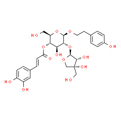 ChemSpider 2D Image | beta-(4-hydroxyphenyl)ethyl-4-O-E-caffeoyl-O-[beta-D-apiofuranosyl-(1->2)]-beta-D-glucopyranoside | C28H34O14
