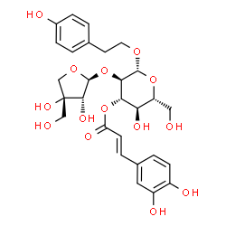 ChemSpider 2D Image | beta-(4-hydroxyphenyl)ethyl-3-O-E-caffeoyl-O-[beta-D-apiofuranosyl-(1->2)]-beta-D-glucopyranoside | C28H34O14
