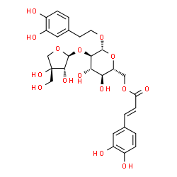 ChemSpider 2D Image | beta-(3,4-dihydroxyphenyl)ethyl-6-O-E-caffeoyl-O-[beta-D-apiofuranosyl-(1->2)]-beta-D-glucopyranoside | C28H34O15