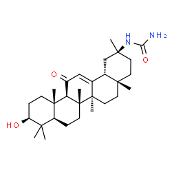 ChemSpider 2D Image | 1-[(2S,4aS,6aS,6bR,8aR,10S,12aS,12bR,14bR)-10-Hydroxy-2,4a,6a,6b,9,9,12a-heptamethyl-13-oxo-1,2,3,4,4a,5,6,6a,6b,7,8,8a,9,10,11,12,12a,12b,13,14b-icosahydro-2-picenyl]urea | C30H48N2O3