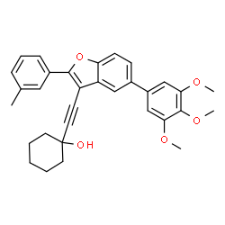 ChemSpider 2D Image | 1-{[2-(3-Methylphenyl)-5-(3,4,5-trimethoxyphenyl)-1-benzofuran-3-yl]ethynyl}cyclohexanol | C32H32O5