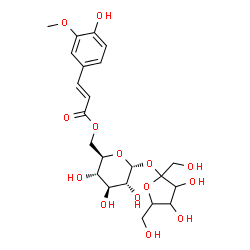 ChemSpider 2D Image | Hex-2-ulofuranosyl 6-O-[(2E)-3-(4-hydroxy-3-methoxyphenyl)-2-propenoyl]-alpha-D-glucopyranoside | C22H30O14