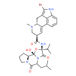 ChemSpider 2D Image | (5alpha,8alpha)-2-Bromo-12'-hydroxy-5'-isobutyl-2'-isopropyl-3',6',18-trioxoergotaman | C32H40BrN5O5