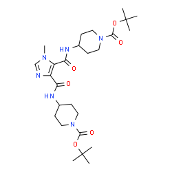 ChemSpider 2D Image | Bis(2-methyl-2-propanyl) 4,4'-[(1-methyl-1H-imidazole-4,5-diyl)bis(carbonylimino)]di(1-piperidinecarboxylate) | C26H42N6O6
