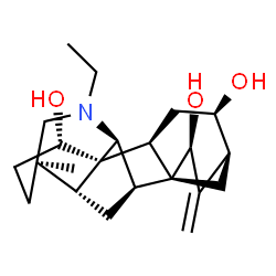 ChemSpider 2D Image | (1S,2S,4R,5S,7S,8S,9R,10S,13R,17R)-11-Ethyl-13-methyl-6-methylene-11-azahexacyclo[7.7.2.1~5,8~.0~1,10~.0~2,8~.0~13,17~]nonadecane-4,7,16-triol | C22H33NO3