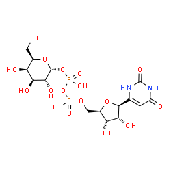 ChemSpider 2D Image | [(2R,3S,4R,5S)-5-(2,6-Dioxo-1,2,3,6-tetrahydro-4-pyrimidinyl)-3,4-dihydroxytetrahydro-2-furanyl]methyl (2R,3R,4S,5R,6R)-3,4,5-trihydroxy-6-(hydroxymethyl)tetrahydro-2H-pyran-2-yl dihydrogen diphosphat
e | C15H24N2O17P2