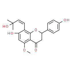 ChemSpider 2D Image | 7-Hydroxy-8-[(1Z)-3-hydroxy-3-methyl-1-buten-1-yl]-2-(4-hydroxyphenyl)-5-methoxy-2,3-dihydro-4H-chromen-4-one | C21H22O6