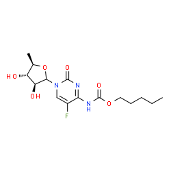 ChemSpider 2D Image | 1-(5-Deoxy-D-arabinofuranosyl)-5-fluoro-4-{[(pentyloxy)carbonyl]amino}-2(1H)-pyrimidinone | C15H22FN3O6