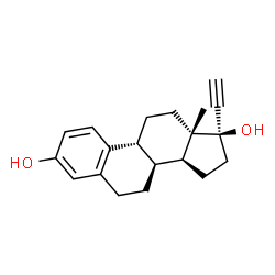 ChemSpider 2D Image | (8alpha,9beta,17alpha)-19-Norpregna-1,3,5(10)-trien-20-yne-3,17-diol | C20H24O2