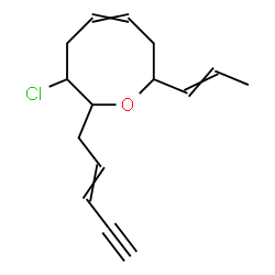 ChemSpider 2D Image | 3-Chloro-2-(2-penten-4-yn-1-yl)-8-(1-propen-1-yl)-3,4,7,8-tetrahydro-2H-oxocine | C15H19ClO