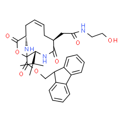 ChemSpider 2D Image | 9H-Fluoren-9-ylmethyl [(3R,6S,8Z,11S)-6-{2-[(2-hydroxyethyl)amino]-2-oxoethyl}-3-(2-methyl-2-propanyl)-5,12-dioxo-1-oxa-4-azacyclododec-8-en-11-yl]carbamate | C33H41N3O7