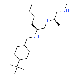 ChemSpider 2D Image | (2S)-N~1~-[(2R)-1-(Methylamino)-2-propanyl]-N~2~-{[4-(2-methyl-2-propanyl)cyclohexyl]methyl}-1,2-hexanediamine | C21H45N3