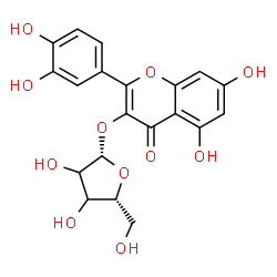 ChemSpider 2D Image | 2-(3,4-Dihydroxyphenyl)-5,7-dihydroxy-4-oxo-4H-chromen-3-yl beta-D-glycero-pentofuranoside | C20H18O11