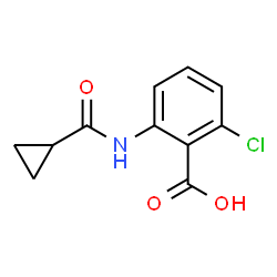 ChemSpider 2D Image | 2-Chloro-6-[(cyclopropylcarbonyl)amino]benzoic acid | C11H10ClNO3