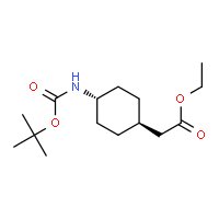 ChemSpider 2D Image | Ethyl [trans-4-({[(2-methyl-2-propanyl)oxy]carbonyl}amino)cyclohexyl]acetate | C15H27NO4