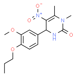ChemSpider 2D Image | 4-(3-Methoxy-4-propoxyphenyl)-1,6-dimethyl-5-nitro-3,4-dihydro-2(1H)-pyrimidinone | C16H21N3O5