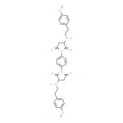 ChemSpider 2D Image | 1,1'-(1,4-Phenylene)bis(3-{[2-(4-methoxyphenyl)ethyl]amino}-2,5-pyrrolidinedione) | C32H34N4O6