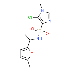 ChemSpider 2D Image | 5-Chloro-1-methyl-N-[1-(5-methyl-2-furyl)ethyl]-1H-imidazole-4-sulfonamide | C11H14ClN3O3S